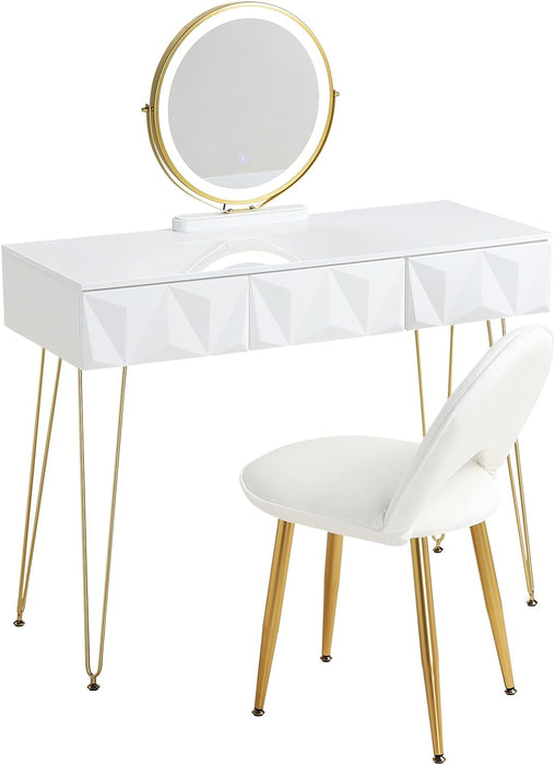 Make up Table with 3-Level Adjustable LED Mirror