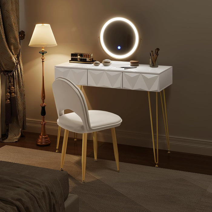Make up Table with 3-Level Adjustable LED Mirror