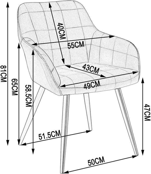 MDM Dining Chair Velvet Upholstered Kitchen Chair