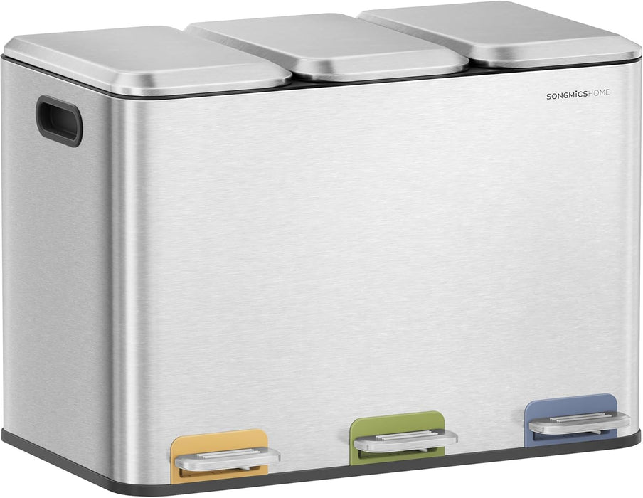 Triple Kitchen Recycling Bin 45L (3 x 15L) with Pedals