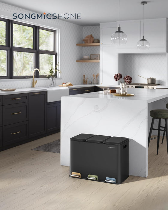 Triple Kitchen Recycling Bin 45L (3 x 15L) with Pedals