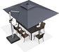 PURPLE LEAF cantilever parasol with LED lights and 360-degree rotation – grey outdoor umbrella