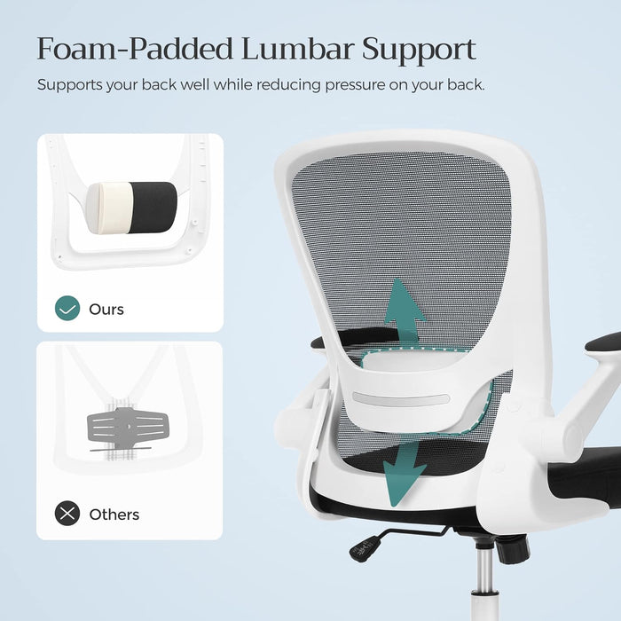 MDM Ergonomic Canvas Office Chair, Armchair, Padded Lumbar Support, Rocking Mechanism