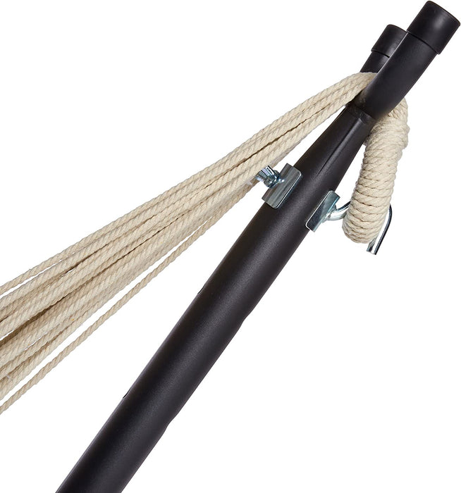 hammock hanging with ropes and metal stand