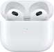 General view of the refurbished Apple AirPods (3rd Generation) with MagSafe charging case and Lightning to USB-C cable.