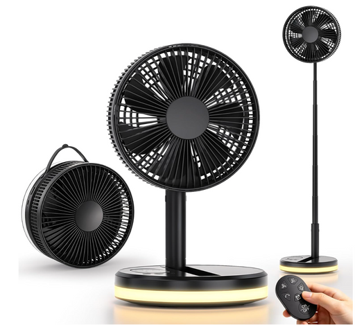 Black Rechargable Fan with light