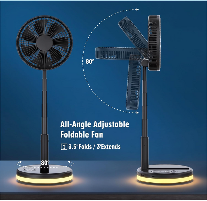 Black Rechargable Fan all angle