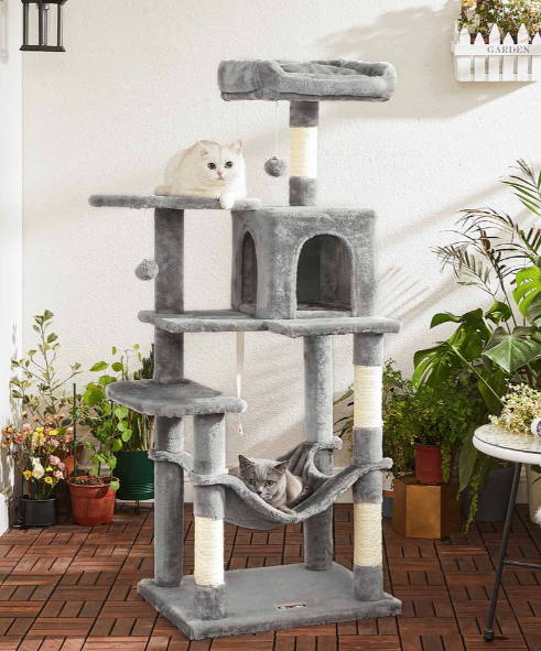 cat tree with hammock light grey 