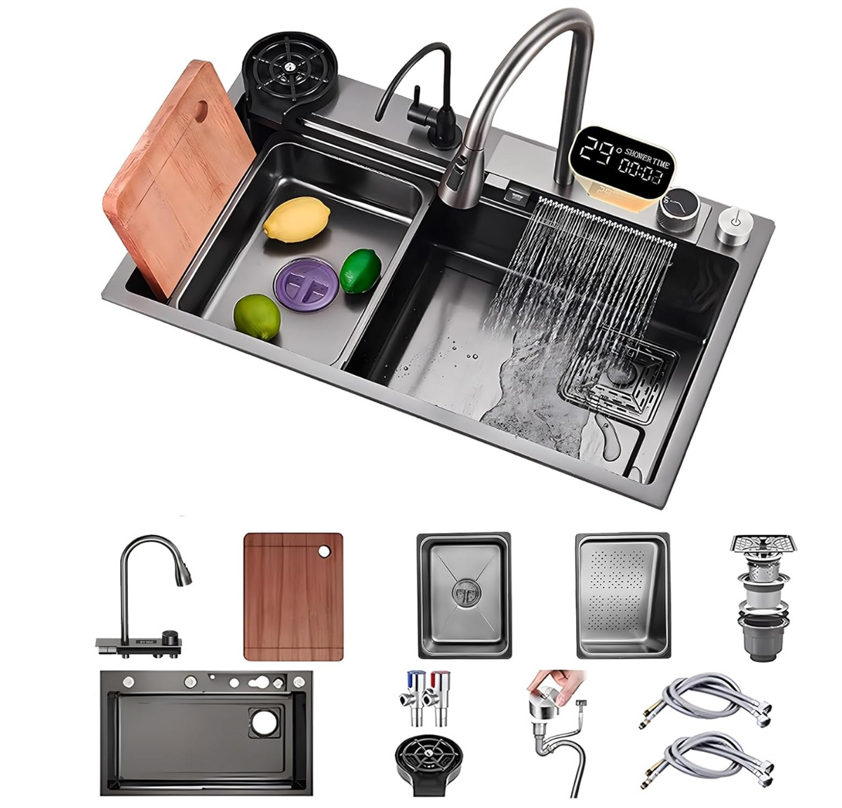 Multi Functional Kitchen Sink With Waterfall — My Discount Malta