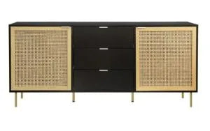 Harrod Sideboard Black and Rattan Cane