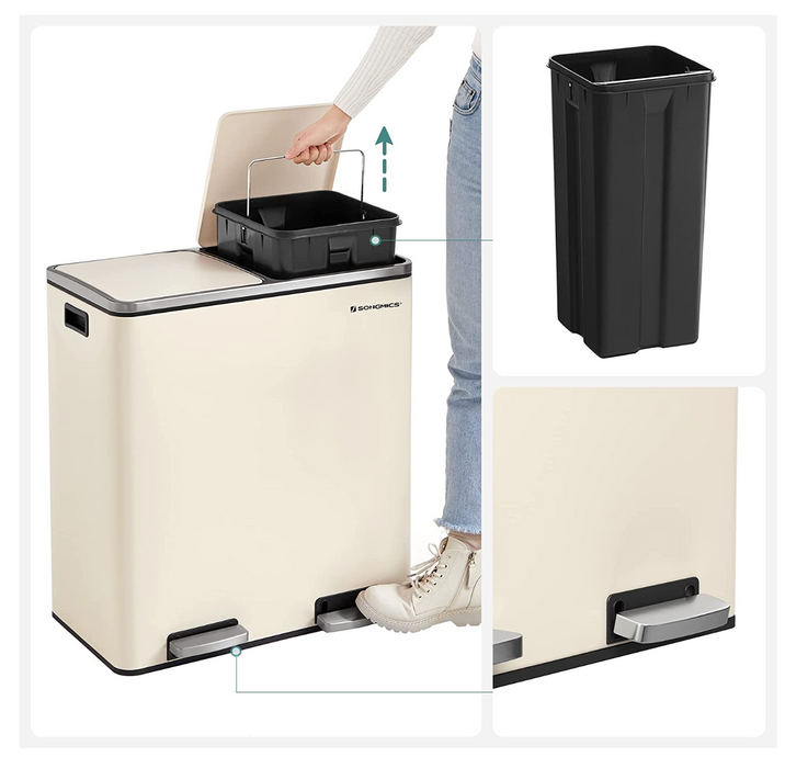 60L Double Recycle Pedal Bin