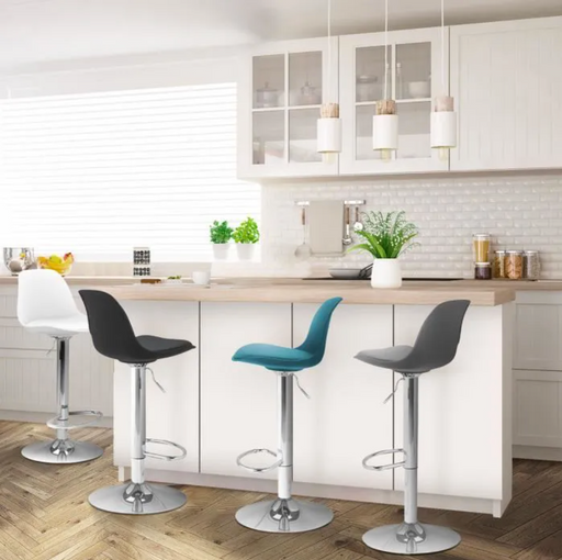 4 bar stools balck grey white duck blue