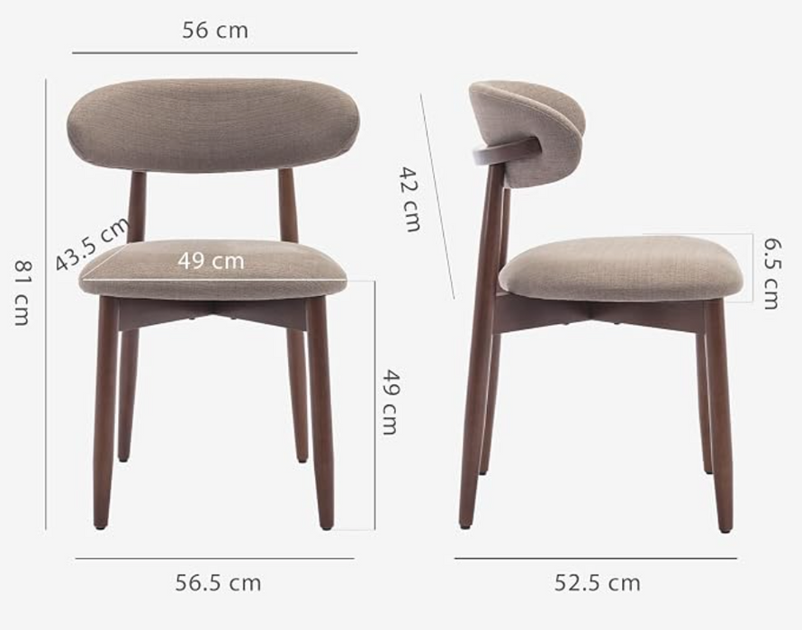Set of Dining Chairs Linen Material with Wooden Legs