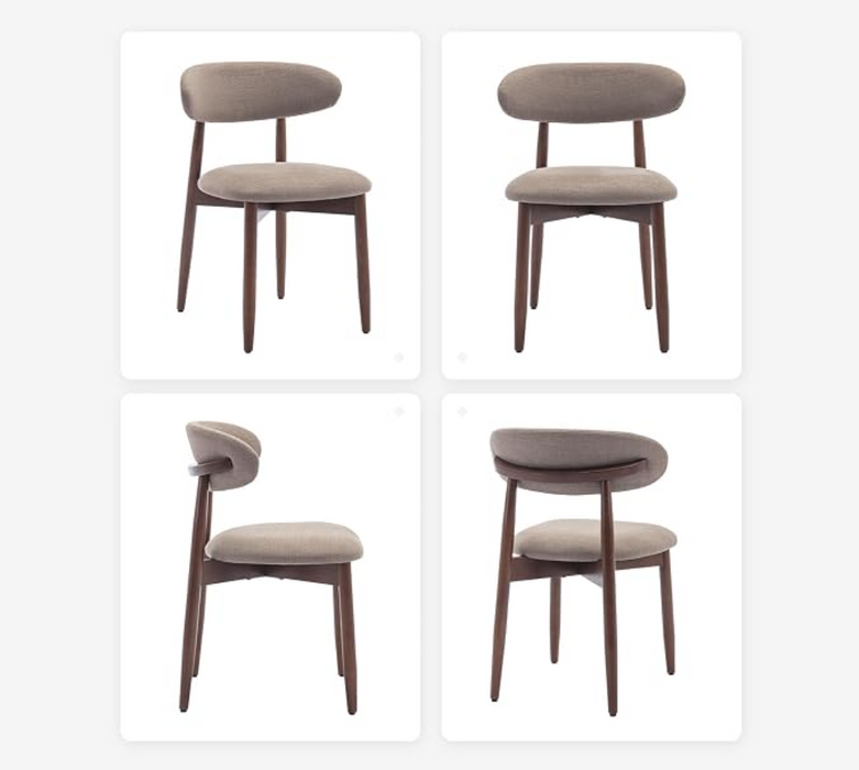 Set of Dining Chairs Linen Material with Wooden Legs