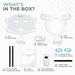 Product packaging with LED face and neck mask, USB cable, and accessories on a white background.