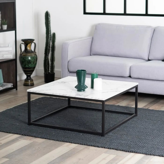 LIZA Modern Coffee Table with Marble Wood Panel Top