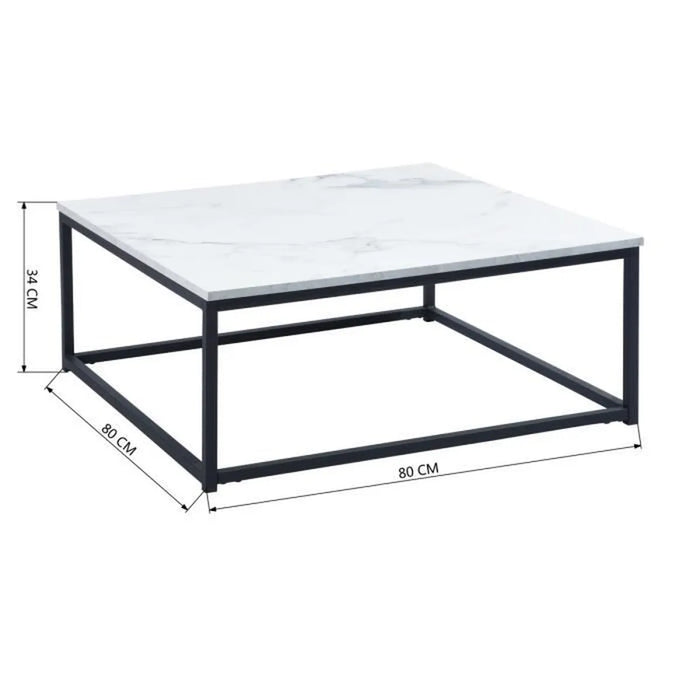 LIZA Modern Coffee Table with Marble Wood Panel Top