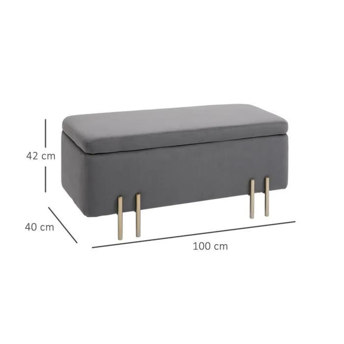 storage bench grey dimensions 100cms x 42cms by 40cms