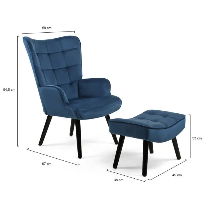 Velvet Armchair with Armrest