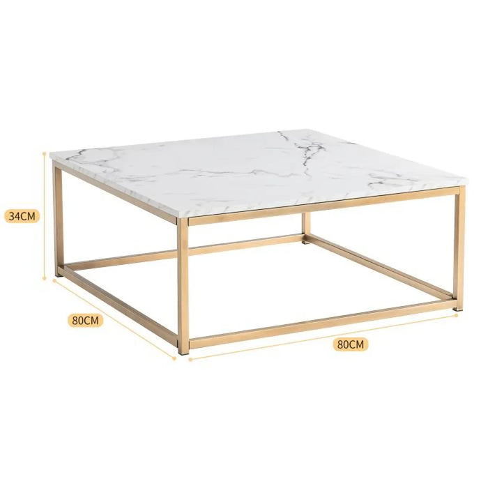 LIZA Modern Coffee Table with Marble Wood Panel Top