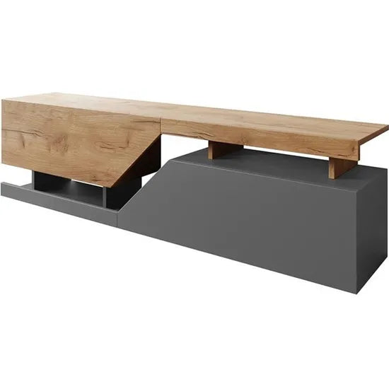 Low TV cabinet with opening without handle, 2 flaps/doors, TV cabinet