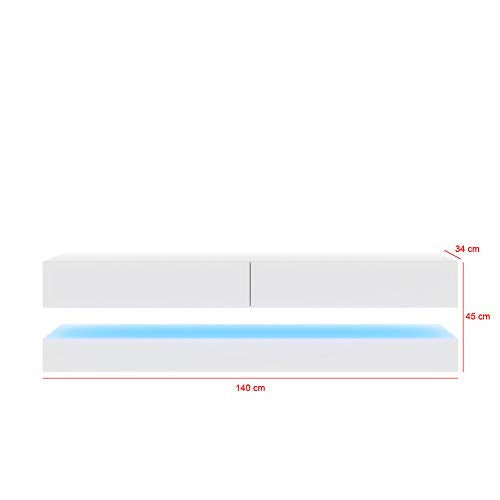 Alcatraz - Floating Effect TV Table/Hanging TV Unit with LED