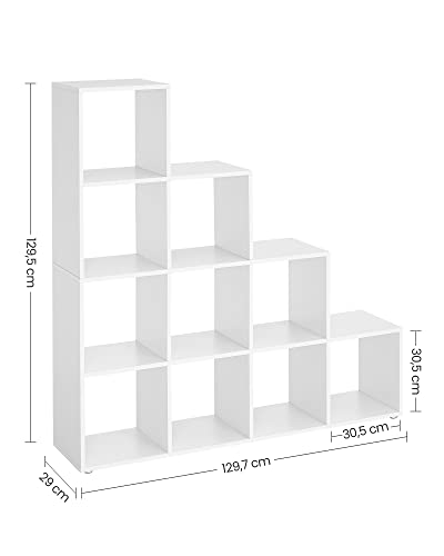 VASAGLE 10-Cube Bookcase, Bookshelf with Open Compartments, Storage Organiser for Decorations, Photos, Plants, in the Living Room, Bedroom, Home Office