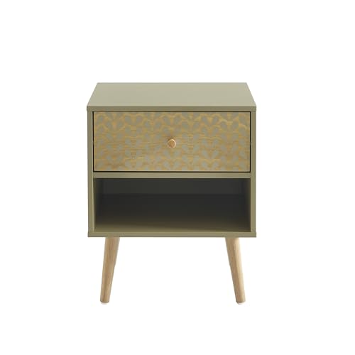 SARA Black and Oak Effect Bedside Table 40cm