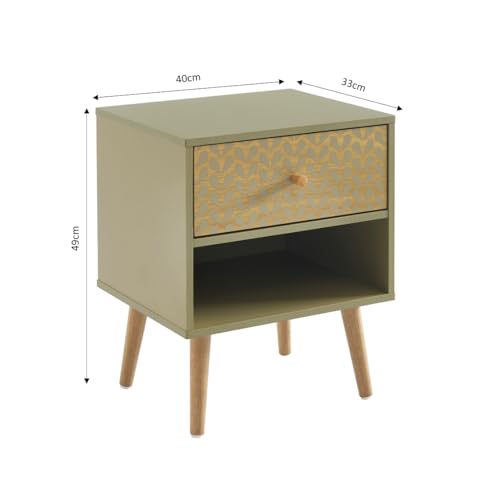 SARA Black and Oak Effect Bedside Table 40cm