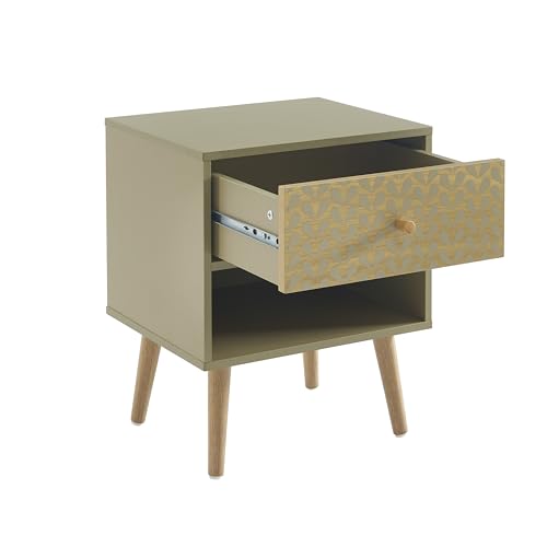 SARA Black and Oak Effect Bedside Table 40cm