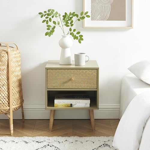 SARA Black and Oak Effect Bedside Table 40cm