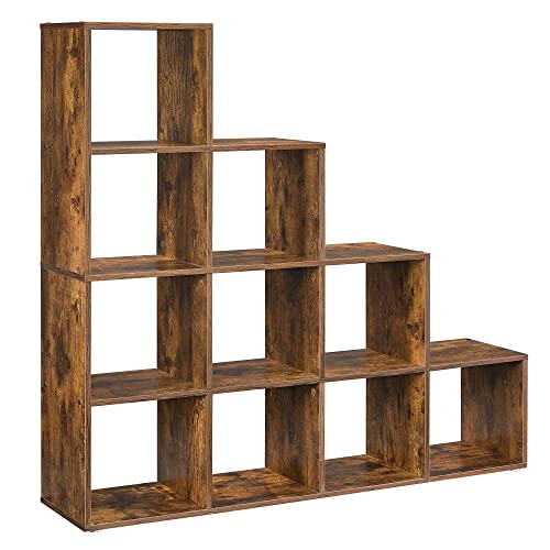 VASAGLE 10-Cube Bookcase, Bookshelf with Open Compartments, Storage Organiser for Decorations, Photos, Plants, in the Living Room, Bedroom, Home Office