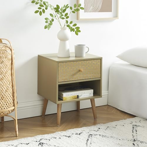 SARA Black and Oak Effect Bedside Table 40cm