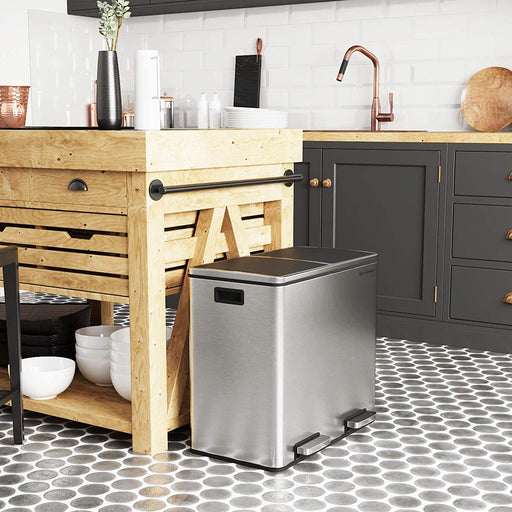 48L Kitchen Eco Waste Silver Trash Can - My Discount Malta