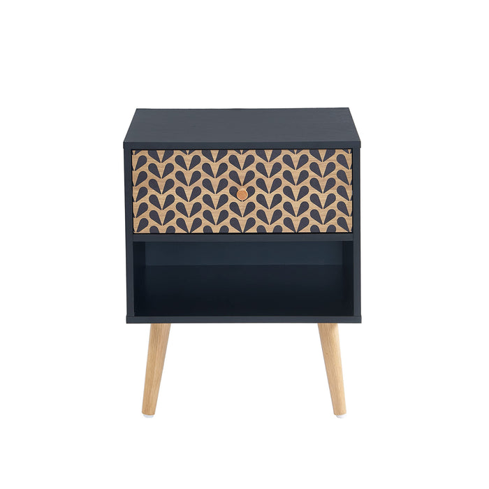 SARA Black and Oak Effect Bedside Table 40cm