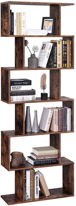 Modern Style Bookshelf  6 levels in wood books and decoration