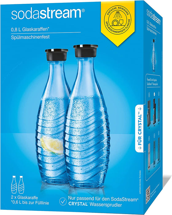 Sodastream Set of 2 Glass Carafes for Crystal Sparkling Water Machine