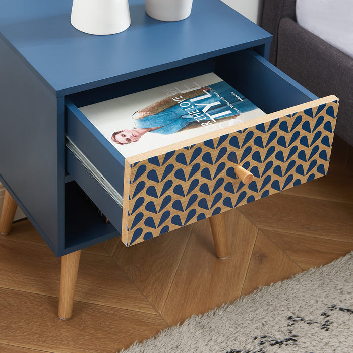 SARA Black and Oak Effect Bedside Table 40cm