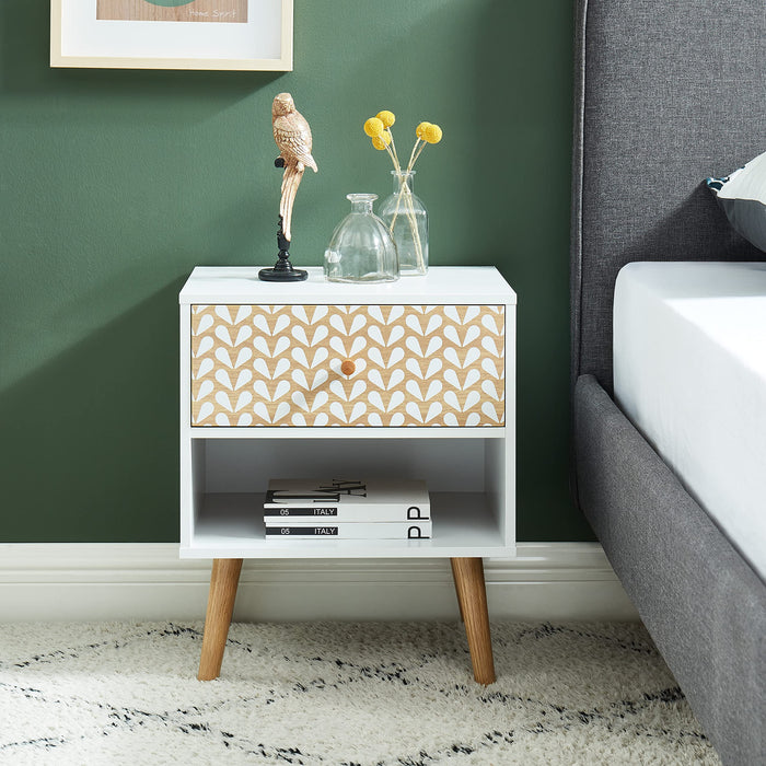 SARA Black and Oak Effect Bedside Table 40cm