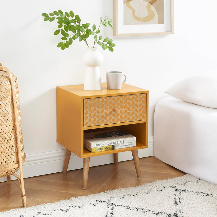 SARA Black and Oak Effect Bedside Table 40cm