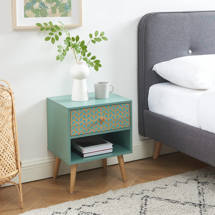 SARA Black and Oak Effect Bedside Table 40cm