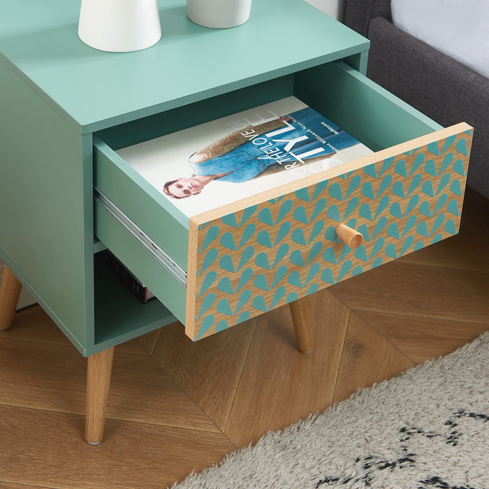 SARA Black and Oak Effect Bedside Table 40cm