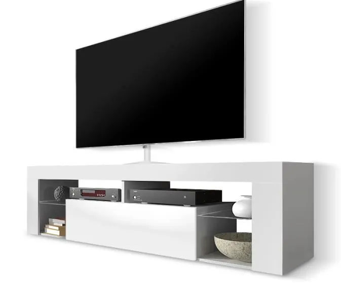 matte white tv cabinet without led