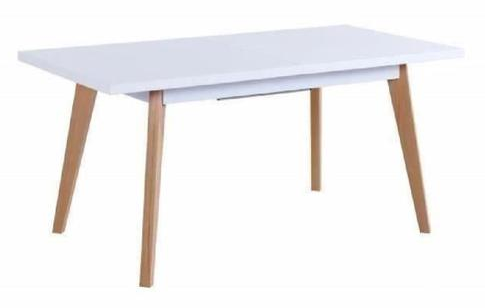 SPARTA Extending dining table 4 to 6 persons 160-190x80 cm - White and beige lacquered - My Discount Malta