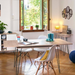 OGONE Extendable dining table for 6 to 8 people vintage style melamine oak decor - W 174 x W 90 cm - My Discount Malta