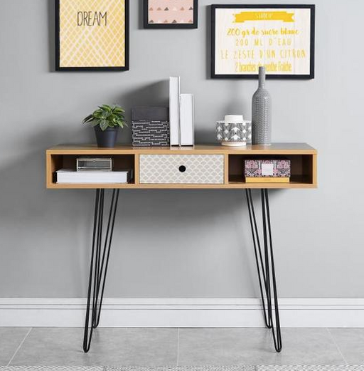 NICOLETTE Vintage oak and printed console - My Discount Malta