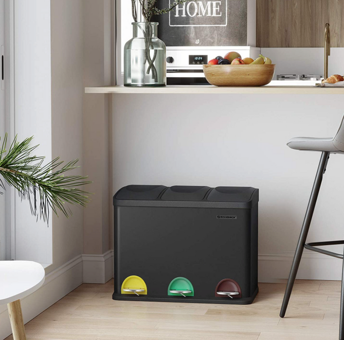 45L Recycling 3 Pedal Bin for Kitchen Waste    boutique-discount-malta.myshopify.com My Discount Malta