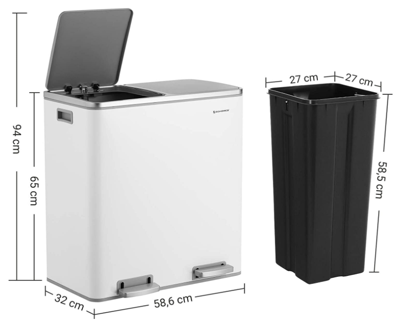 60L Double Recycle Pedal Bin