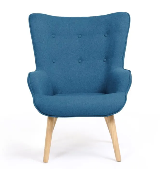 CANDY Scandinavian heather fabric armchair with wooden feet