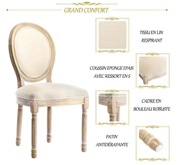 Set of 2 Chairs Louis XVI Style
